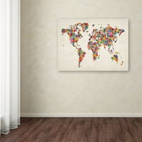 TRADEMARK ART 'Cvijeće Mapa svijeta' Canvas Art Autor Michael Thpsett
