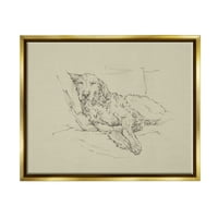 Stupell Industries Mirful Reason Labrador Dog olovka za crtanje crtež crtež Ispis Metalno zlato plutajući