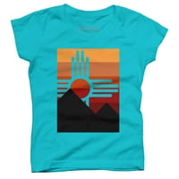Zia Sunset Mountain Abjact Girls Crn grafički tee - Dizajn ljudi XS