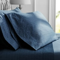 Hotelski stil luksuz 4-komada grof navoja Navy Tonalni print pamučni krevet set, kralj