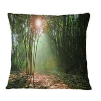 Designart nevjerovatna Zelena šuma pri zalasku sunca - pejzažni štampani jastuk za bacanje - 16x16