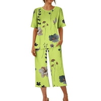 Leodye pidžama za žene klirens ženska štampa kratka rukava Sleepshirt and pants Sets Loungewear pidžama