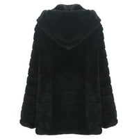 Riforla Womens -Fur 'Gilet s dugim rukavima kaput toplije jakna kaput Otiska ženske jakne Kaputi Crni