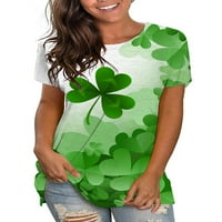 Ženska majica kratki rukav T Shirt Clover Print ljetni vrhovi osnovna Tee Radna bluza tunika zelena a