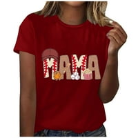 Ženski Ljetni Vrhovi Bejzbol Mama Košulja Casual Crewneck Kratki Rukav Grafički Majice Labave Fit Holiday