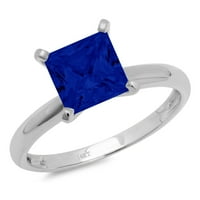 2ct princeza rez simulirani plavi safir 18k Bijelo zlato godišnjica zaručnički prsten veličine 8