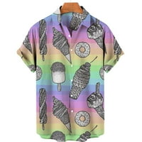 Ljetna muška majica sladoled tisak kratkih rukava slatka uzorka majica rever gumb za muškarce labave havajske