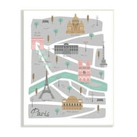 Angela Nickeas Parizu Orijentir Karta Francuski Grad Ilustracija Uokvirena Slika Art Print