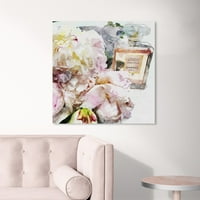 Wynwood Studio Floral and Botanical Wall Art Canvas Prints 'Peonies and Coco Dark' Florals-Pink, Orange