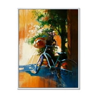 Designart 'Ancient Bicycle and Old Hat on Summer Day' Vintage Framed Canvas Wall Art Print