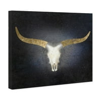 Wynwood Studio Animals Wall Art Canvas Prints 'Evening Desert Skull Star' Domaće Životinje-Zlato , Crno