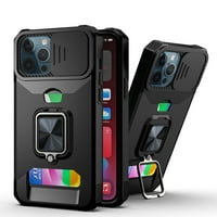 Telefonska futrola za iPhone Pro Magi - [Klizni poklopac za kameru], Silikonska plastična zaštitna složena futrola, otporni na udarcu otporni na otporan na udarce sa držačem kartice Kickstand