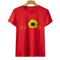 Casual Tops for Women Summer Vintage suncokret EKG Print kratki rukavi modni Oversized Crewneck T-Shirts