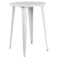 Flash nameštaj Bredn Commercial Carceur 30 Okrugli bijeli metalni unutarnji-vanjski barski stol set sa