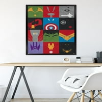 Marvel stripovi - osvetnici - minimalistički rešetki zidni poster, 24 36 uramljeno